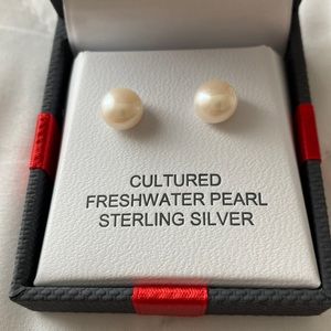 Cultured freshwater pearl sterling silver earrings